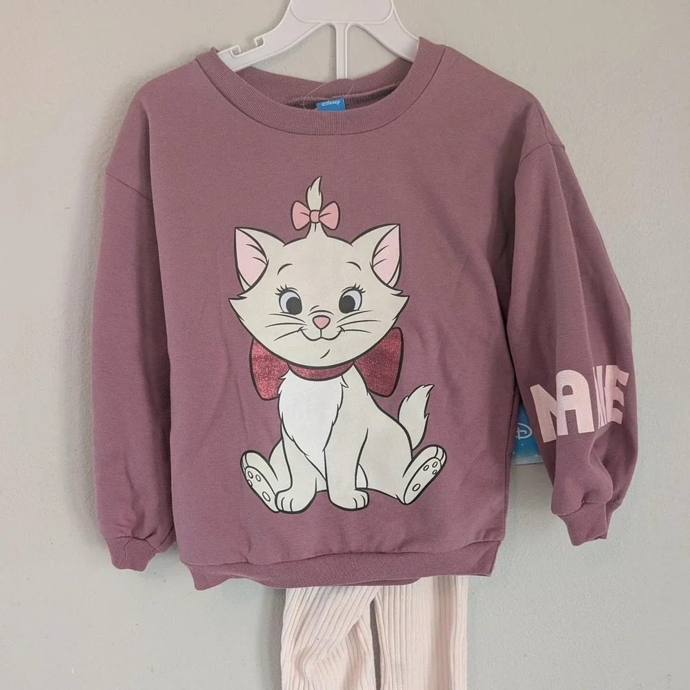 Disney Pink sweatshirt leggings outfit Marie Aristocats girls set size 5 NEW